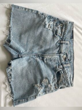 American Eagle Outfitters Light Blue Distressed Denim Jean Shorts